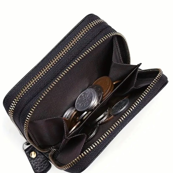 NWOT Ciephia Women’s Black RFID Leather Wallet Credit Card Slips Two Zip Closure - Picture 7 of 12